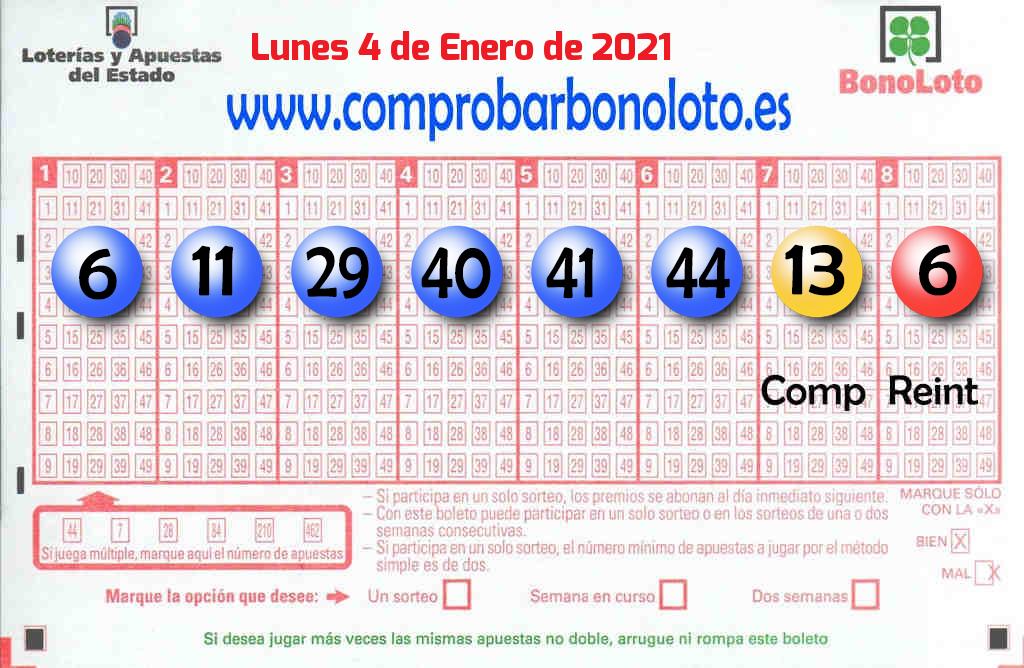 Bonoloto Comprobar del 2021-01-04