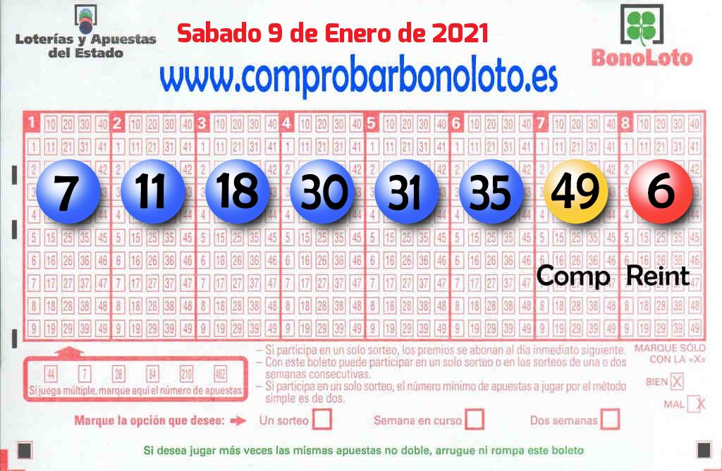 Bonoloto Comprobar del 2021-01-09