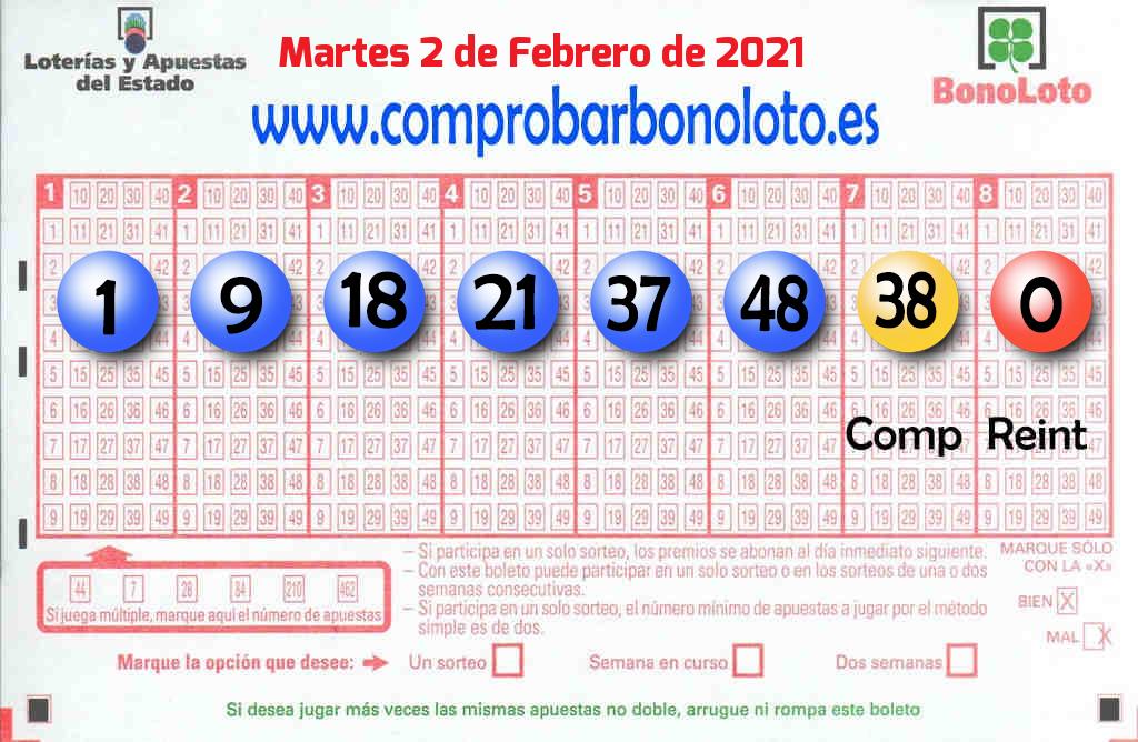 Bonoloto Comprobar del 2021-02-02