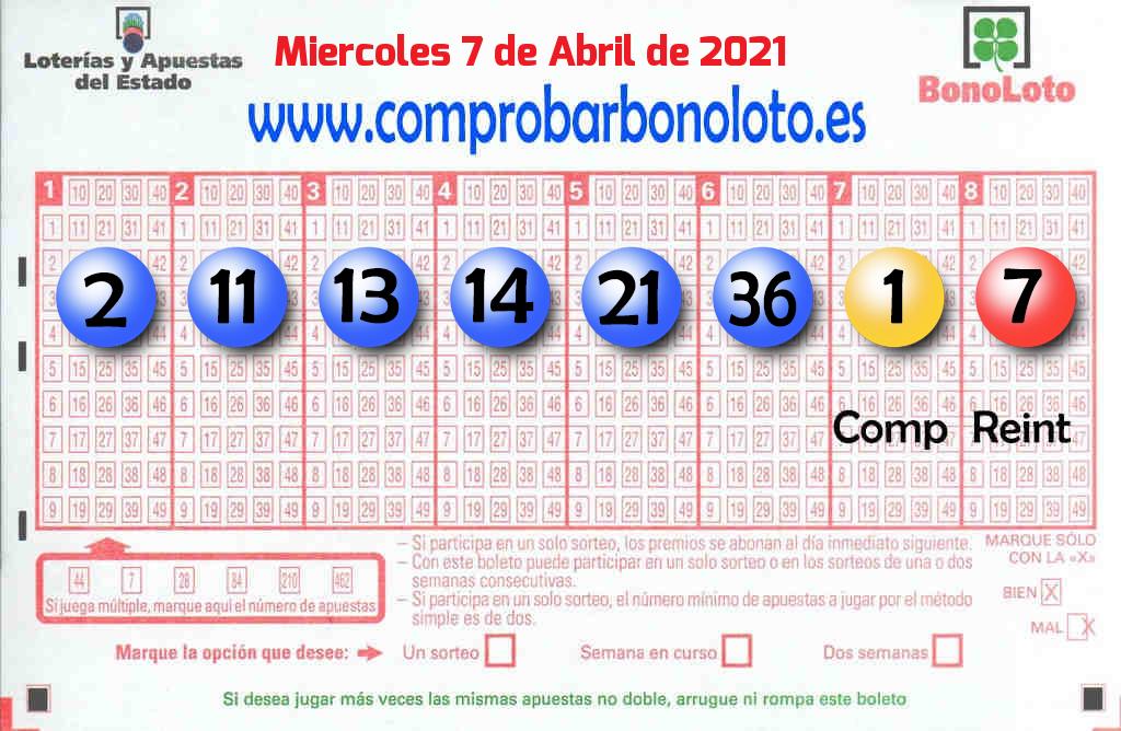 Bonoloto Comprobar del 2021-04-07