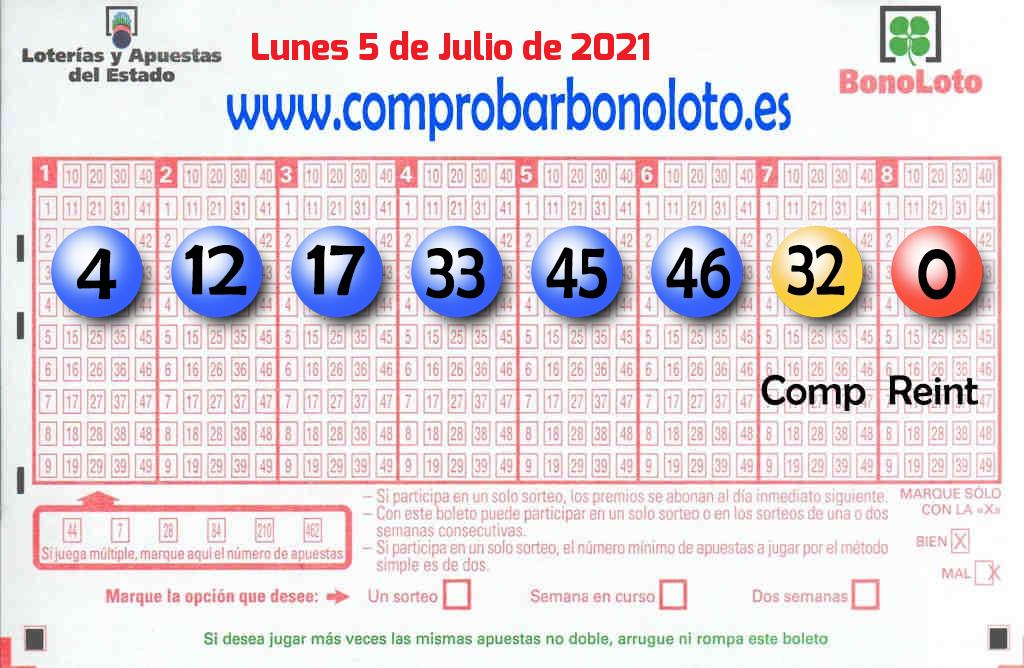 Bonoloto Comprobar del 2021-07-05