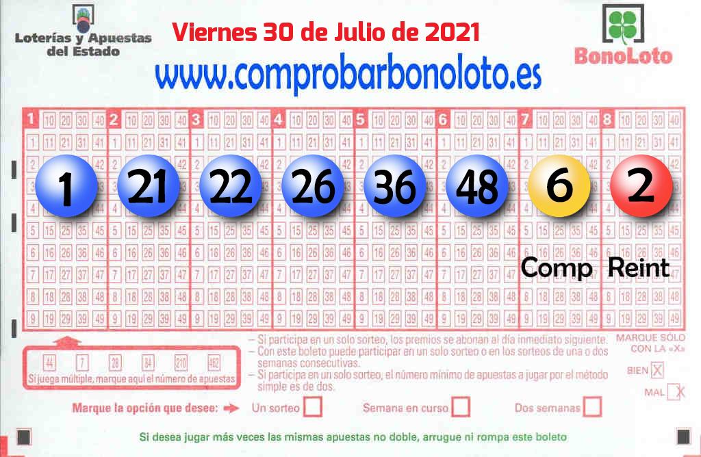 Bonoloto Comprobar del 2021-07-30
