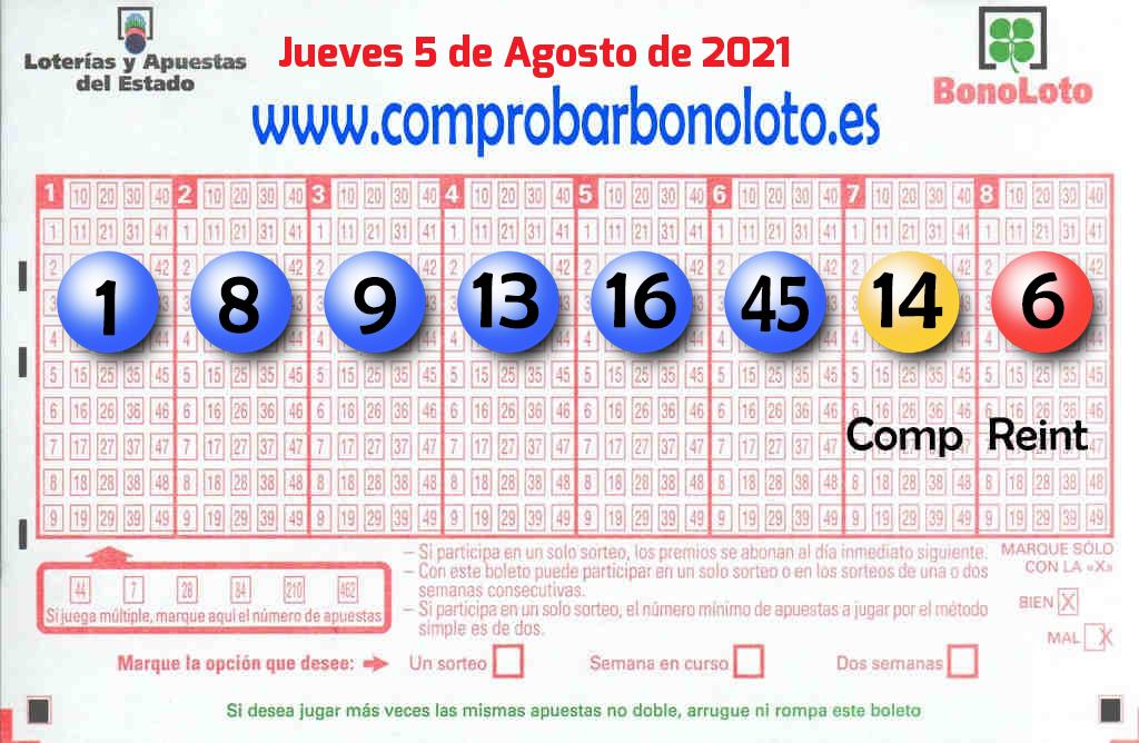 Bonoloto Comprobar del 2021-08-05