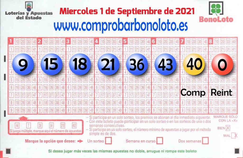Bonoloto Comprobar del 2021-09-01