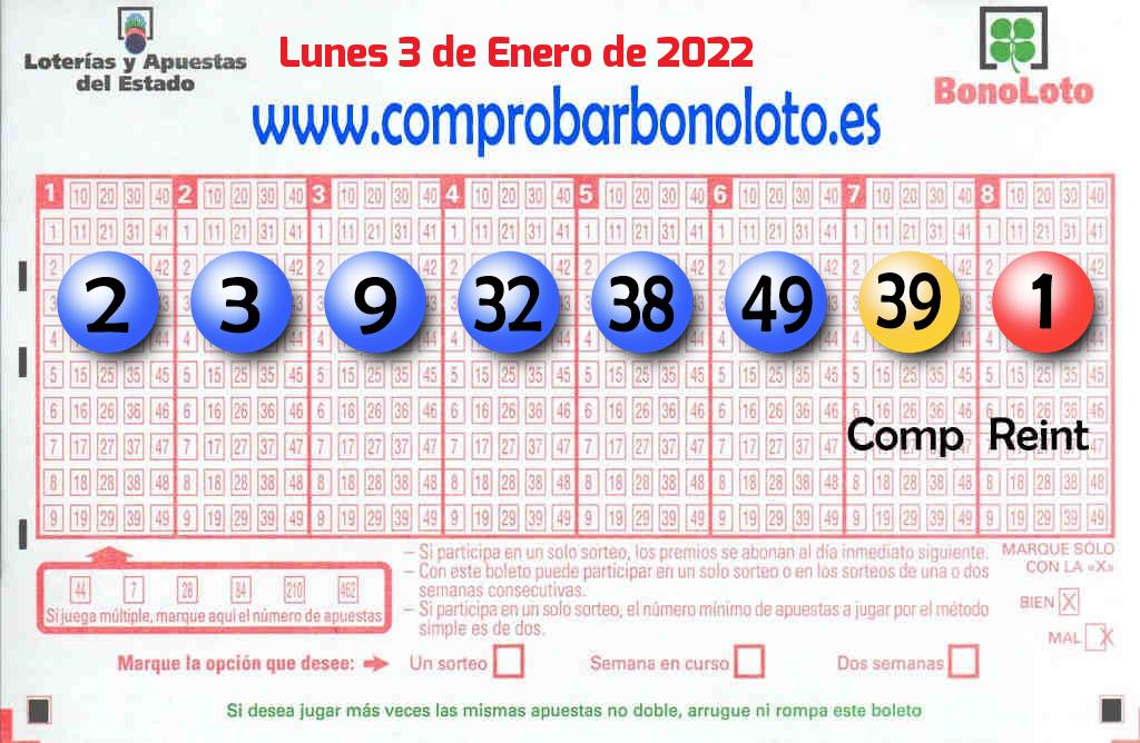 Bonoloto Comprobar del 2022-01-03