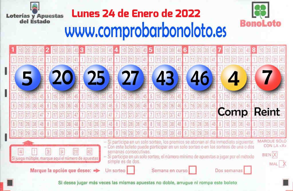 Bonoloto Comprobar del 2022-01-24