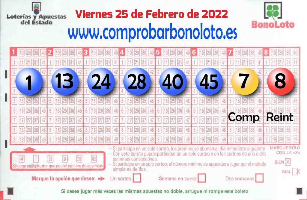 Bonoloto Comprobar del 2022-02-25