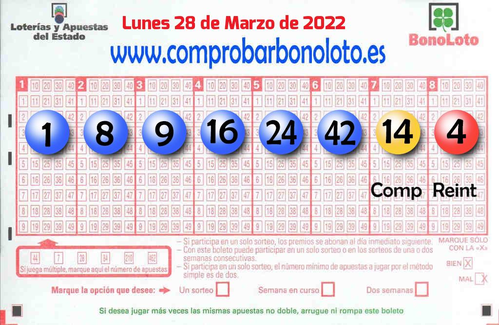 Bonoloto Comprobar del 2022-03-28