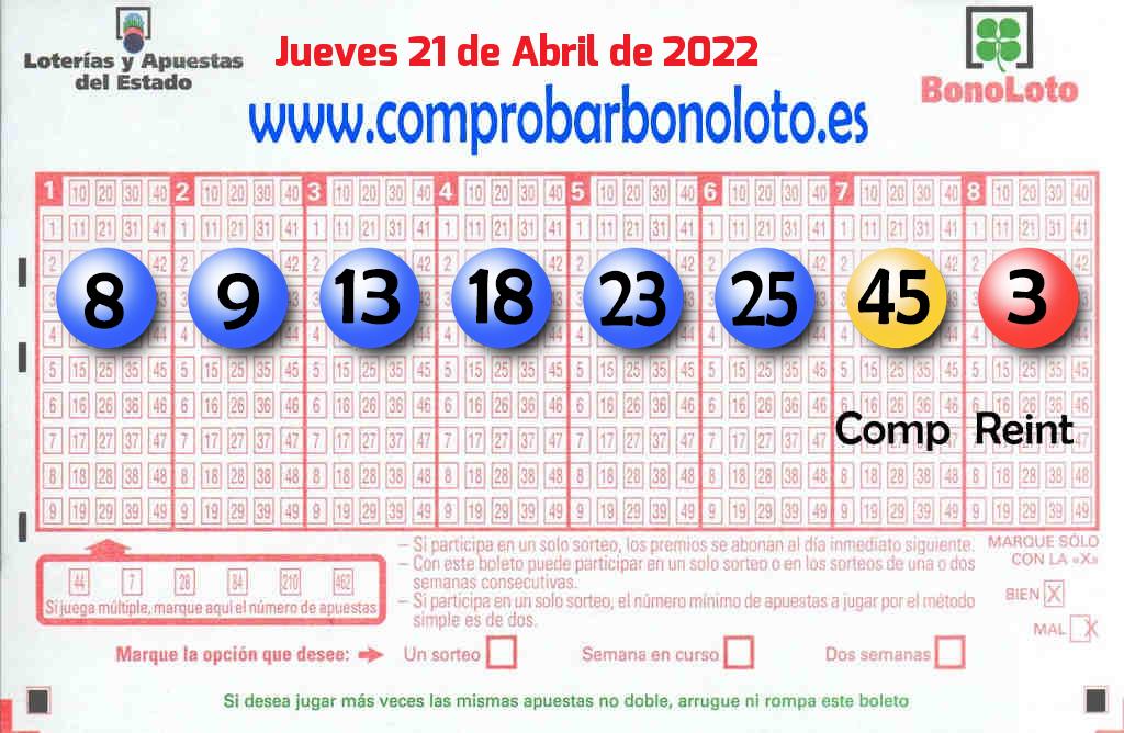 Bonoloto Comprobar del 2022-04-21