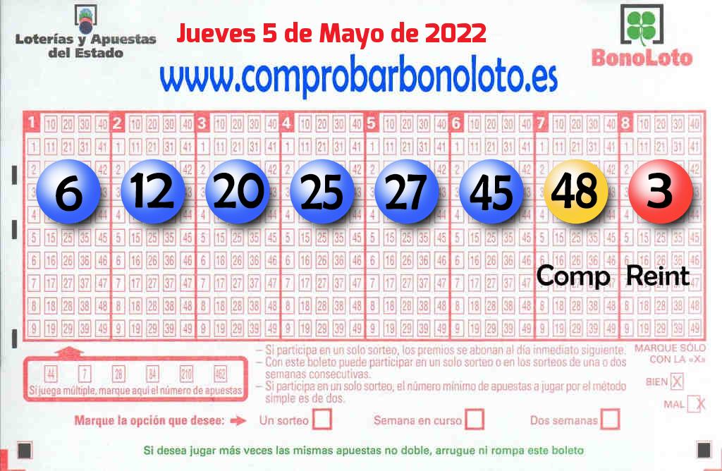 Bonoloto Comprobar del 2022-05-05