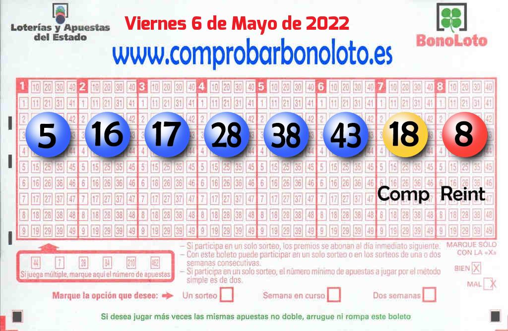 Bonoloto Comprobar del 2022-05-06