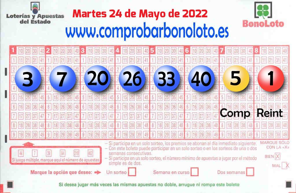 Bonoloto Comprobar del 2022-05-24