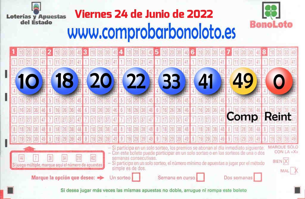 Bonoloto Comprobar del 2022-06-24