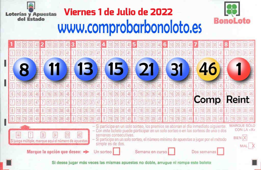 Bonoloto Comprobar del 2022-07-01