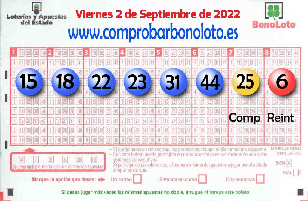 Bonoloto del Viernes 2 de Septiembre de 2022