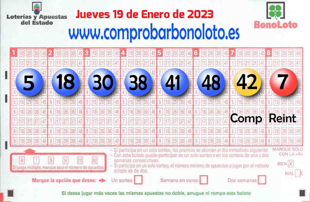 Bonoloto del Jueves 19 de Enero de 2023
