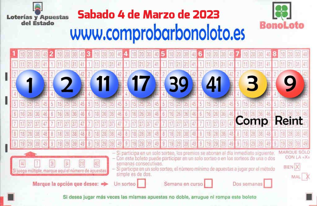 Bonoloto Comprobar del 2023-03-04