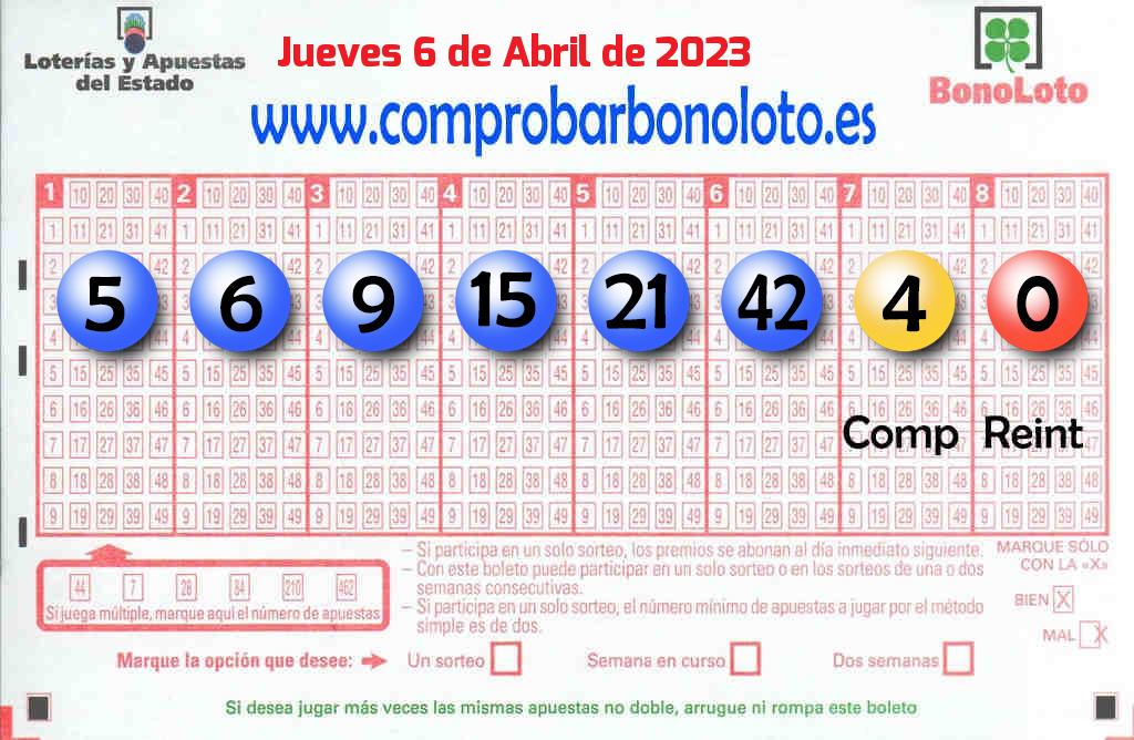 Bonoloto del Jueves 6 de Abril de 2023