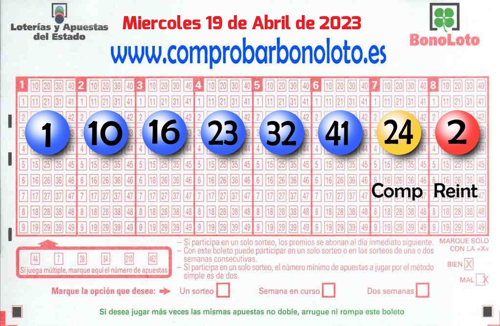 Bonoloto del Miércoles 19 de Abril de 2023