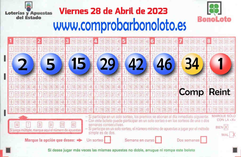 Bonoloto del Viernes 28 de Abril de 2023