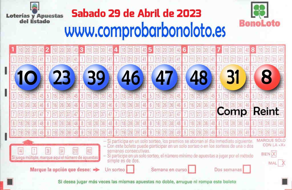 Bonoloto del Sábado 29 de Abril de 2023