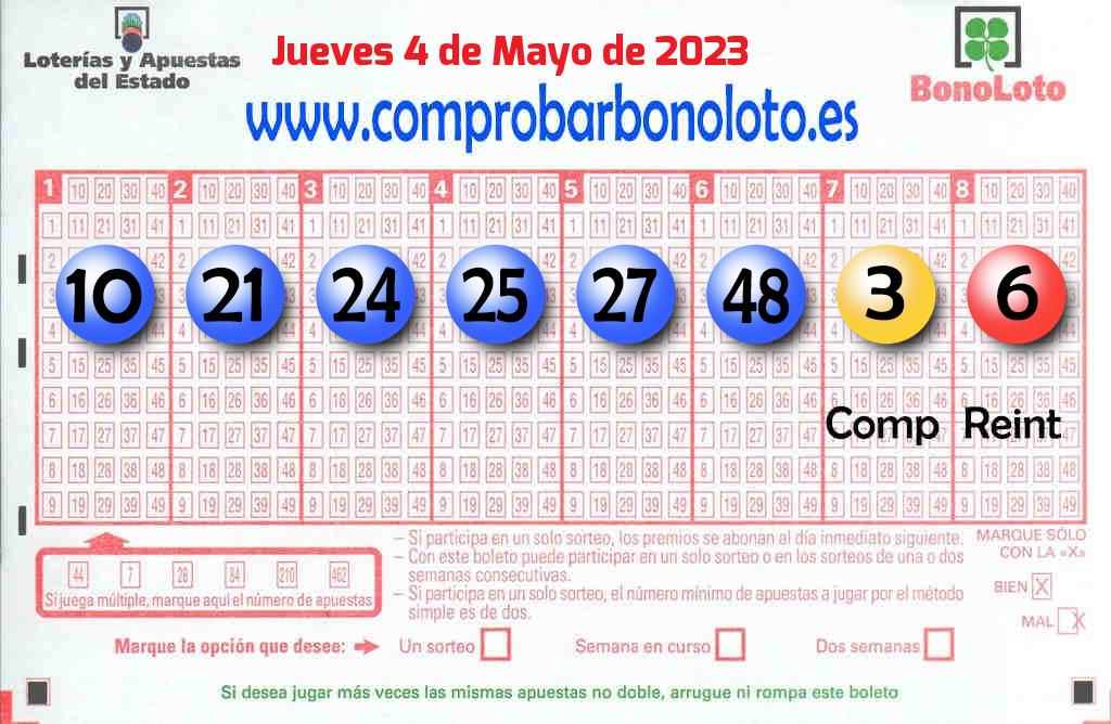 Bonoloto del Jueves 4 de Mayo de 2023