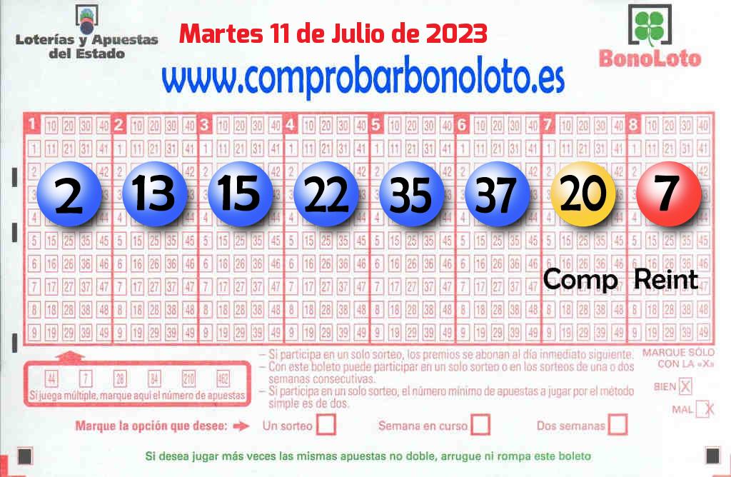 Bonoloto del Martes 11 de Julio de 2023