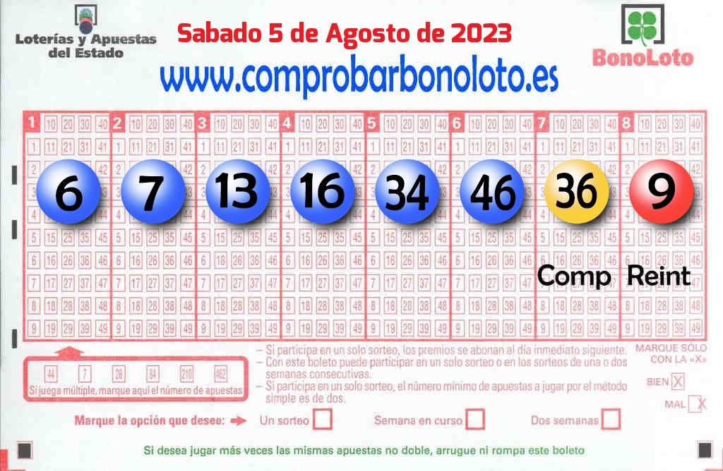 Bonoloto del Sábado 5 de Agosto de 2023