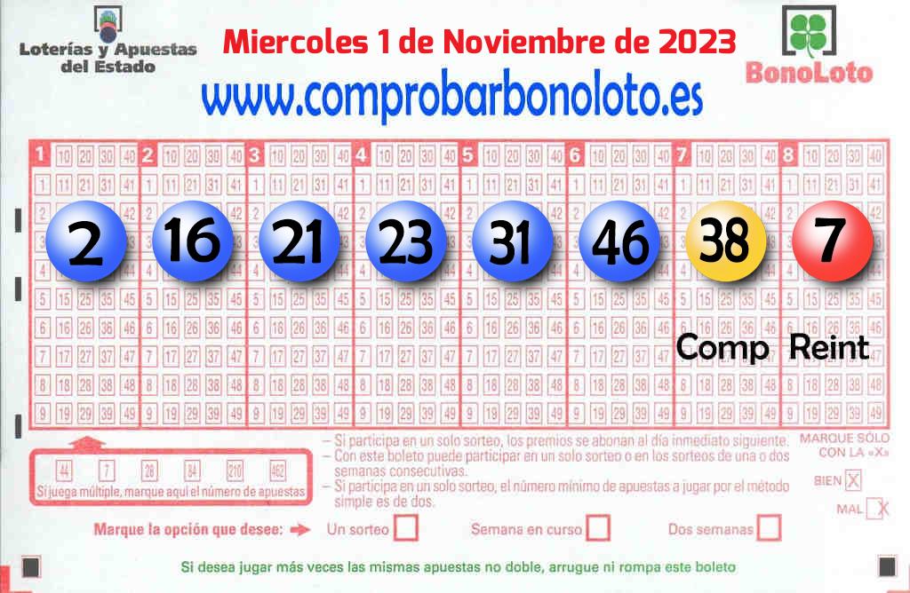 Bonoloto del Miércoles 1 de Noviembre de 2023